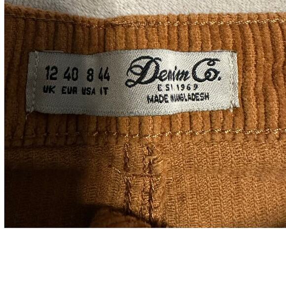 Denim Co. Corduroy Mini Skirt Size 8 Raw Hem Brown Fall NWOT - Picture 3 of 5